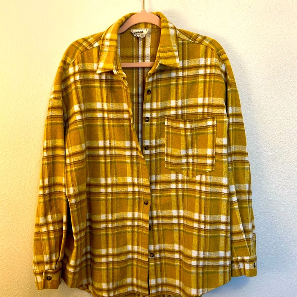 Style Rack Yellow/Brown Oversized Flannel - Large